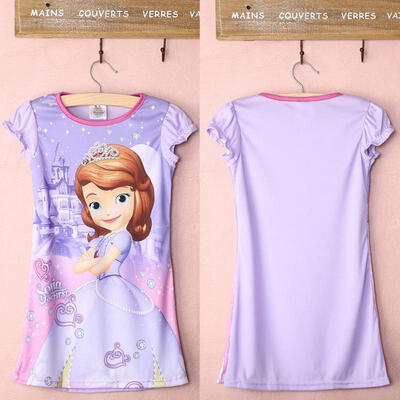 

New Kids Baby Girls Party Sofia Princess Summer Short Sleeve Fancy Dress 4-14Y