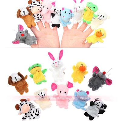 

61012 PCS Baby Kids Plush Play Game Learn Story Family Finger Puppets Toys Set