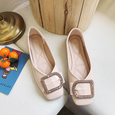 

Doug womens shoes 2019 new summer evening shoes Joker grandma shoes square flat shallow saliva drill shoes
