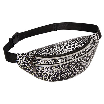 

Tailored Women Double Zipper Shoulders Leopard Waist Pack Letter Purse Mobile Phone Bag