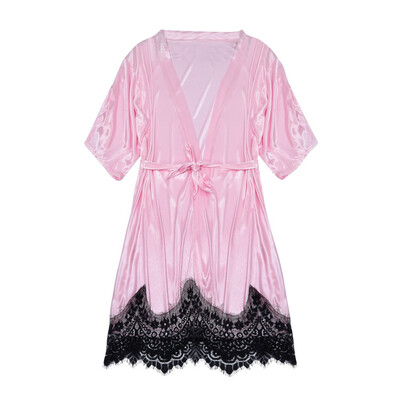 

Toponeto New Women Sexy Silk Kimono Satin Bathrobe Lace Lingerie Nightdress Pajamas Robe