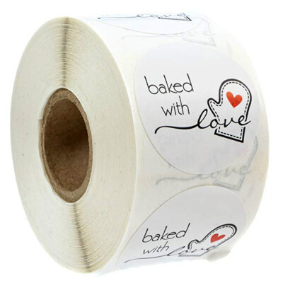 

Toponeto 1 Inch Round Natural Kraft Baked With Love Stickers 500 Labels Per Roll