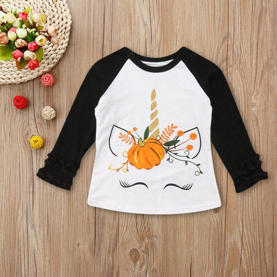 

Toddler Baby Kids Girls Long Sleeve Animal Floral Tops T-Shirt Halloween Clothes