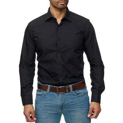 

Mens Formal Dress Shirts Long Sleeve Slim Fit Tops Luxury Work Blouse T-shirt
