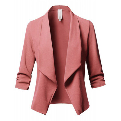 

2019 Womens Casual Stretch 34 Sleeve Open Fit Front Blazer Cardigan Jacket