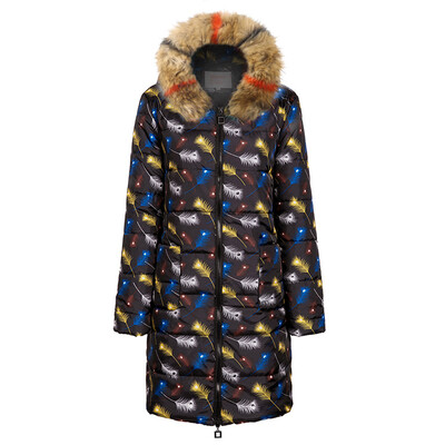 

Toponeto Womens Winter Print Long Down Cotton Ladies Hooded Coat Quilted Jacket Outwear