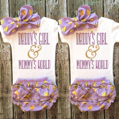 

Summer Newborn Baby Girls RompersSkirt PantsHeadband Outfits Clothes 3PCS Set