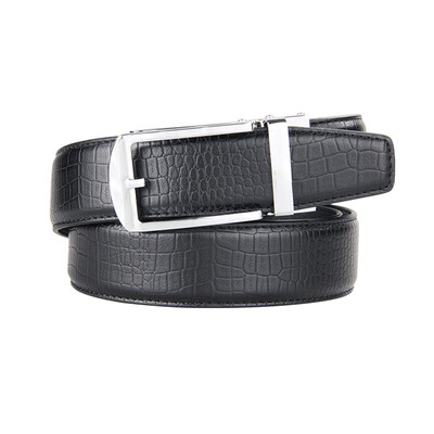 

BPSTAR Mens Automatic Buckle Genuine Leather Mens Ratchet Holeless Belt Business High Quality Mens Real Belt for Pants