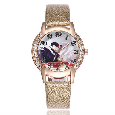 

Ladies Swan Watch Tree Belt Double Row Diamond English
