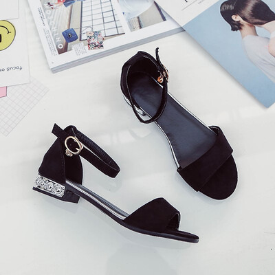 

Open-toed flat sandals female 2018 spring&summer new Korean version of chic buckle Joker student Roman female shoes