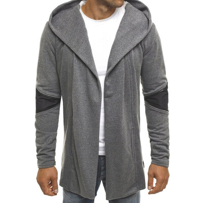 

Toponeto Men Splicing Hooded Solid Trench Coat Cardigan Long Sleeve Outwear Blouse