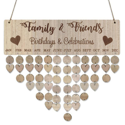 

Wooden Calendar Board Sign Family Celebration&Birthday Reminder DIY Wood Craft for Home Decoration
