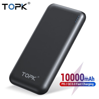 

TOPK 10000mAh Power Bank 18W USB Type C External Batteries QC30 PD Two-way Fast Charging Powerbank for Samsung Xiaomi Huawei
