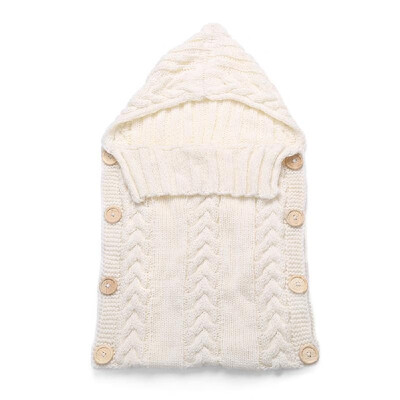 

Infant Swaddle Blankets Soft Thick Breathable Knit Stroller Wraps Sleeping Sack Keep Warm Outdoor Button Closure Hooded Design for