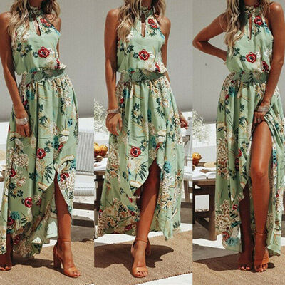 

Womens Maxi Boho Floral Summer Beach Long Dress Evening Cocktail Party Sun Dress