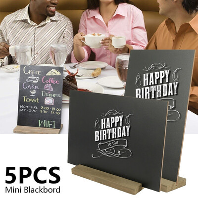 

5PCS Wooden Chalkboard Double Sided Erasable Chalkboard Wordpad Message Board Bar Home Hotel Desk Decoration