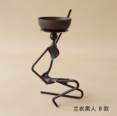 

Creative iron art Candlestick African womens ornament restaurant special snacks water dish saucer support