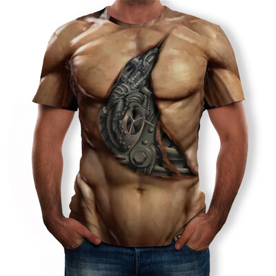 

Mens Round Neck T-Shirt 3D Print Short Sleeve Summer Casual Tops Sports Fitness