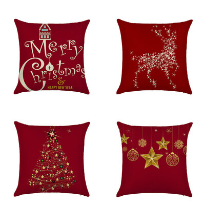 

Siaonvr 4pc Of Christmas Elk Pillowcase Decorative Sofa Cushion Cover 45x45cm