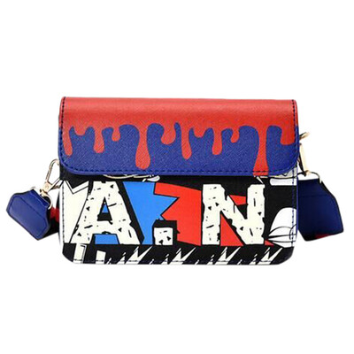 

2019 Fashion Graffiti Letter Printing Crossbody Bags Women Colorful Unique Shoulder Bag For Girls Small Square Messenger Bag YJ