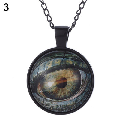 

3D Retro Evil Eye Gem Time Pendant Necklace Steampunk Choker Chain Jewelry