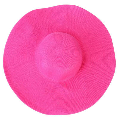 

Elegant Large Brim Pure Color Straw Cap Women Beach Foldable Panama Sun Hat