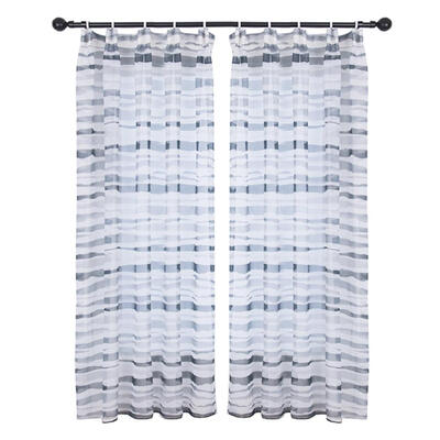 

Stripe Geometry Shape Printing Window Curtain  Type Hook Bedroom Drapes