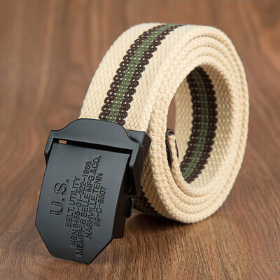 

New canvas Men belt trend weaving Alloy Automatic buckle Men&Women belt outdoor casual sport high quality cowboy belt