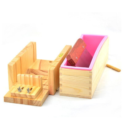 

DIY Handmade Soap Tools Silicone Mold Soap Making Tool Kit with Adjustable Wooden Loaf Cutter Box&Stainless Steel Blade