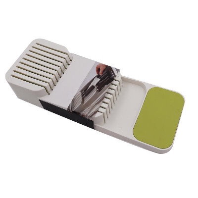 

In-Drawer Knife Block Holds Kitchen Drawer Organizer Tray for Knives