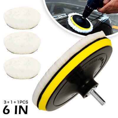 

5Pcsset 6inch PolisherBuffer Soft Wool Bonnet Pad Woolen Polish Buffing Waxing Pads with M14 Drill Adapter