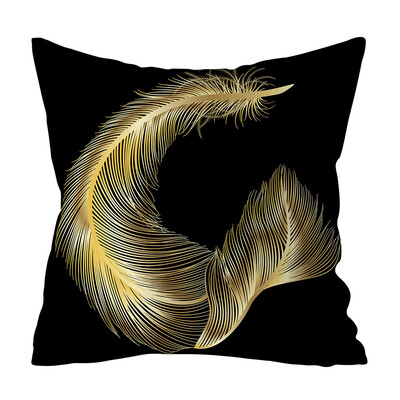 

〖Follure〗Gold Plant Printed Polyester Pillow Case Cover Sofa Cushion Cover Home Decor A