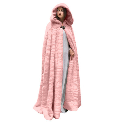 

Toponeto Women Winter Solid Colour Hooded Flannel Long Cape Long Sleeve Blouse Coat