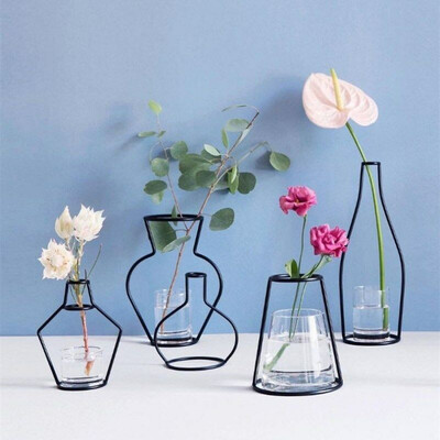 

1Pcs Creative Iron Line Flower Plant Vase Pot Dest Flower Plants Stand Holder Terrarium Container Planters Baskets Home Decor