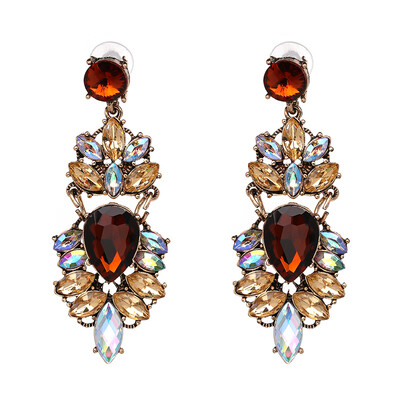 

New Earring Statement Trendy Jewelry 2019 Trendy Shiny Resin Stone Crystal Stud Earrings For Women Wholesale Earring F1207