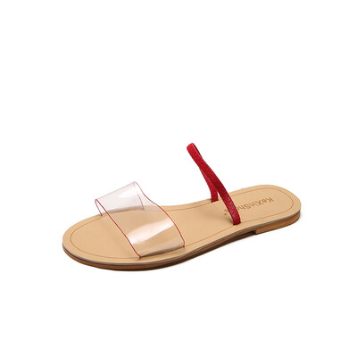 

Slippers women&summer wear flat-bottom one-word cool two-through two hundred&one outdoor student transparent sandal be
