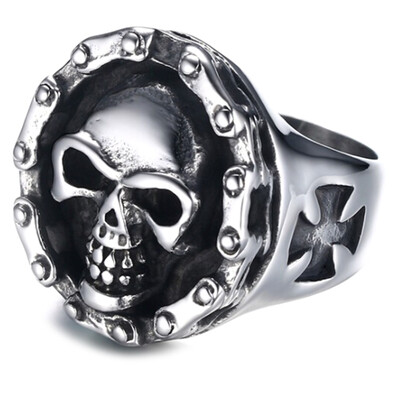

New Cool Mens Titanium Steel Rings Skull Ring Silver Black Tone Jewelry