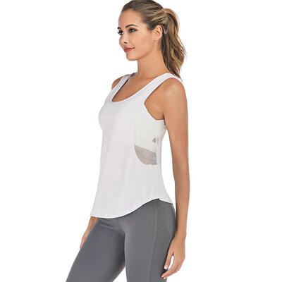 

Solid Color Women Fitness Sports Top Yoga Gym Run Sleeveless Mesh Vest