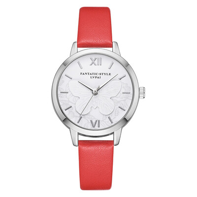 

LVPAI Fashion High Quality Woman Watch Womens Fashion Butterfly Style Leather Band Analog Quartz Wrist Watch 533