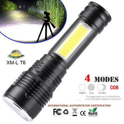 

Saidsome Portable XM- T6 COB LED Flashlight Zoomable 18650 Torch Light Lamp Lantern flashlight lamp