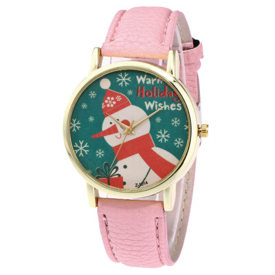 

Christmas night snowman Luxury Brand Ladies Watch Fashion Leather Wrist Quartz Girl Watch for Women Lovers Dress Watches Clock