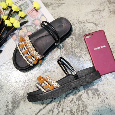 

Internet celebrity sandals woman 2019 summer new shoes with skirts shoes fairy shoes muffin thick bottom 100 bohemian shoes