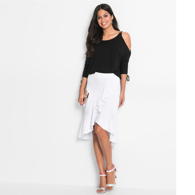 

Roseonmyhand Women Irregular Lotus Leaf Skirt Ladies Casual Knee Length Office Work Skirt