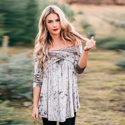 

Starmoon Women Velvet Off The Shoulder Long Sleeve Pullover Tops Blouse Shirt