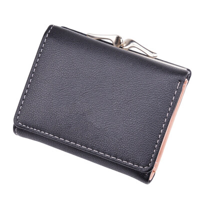 

Casual Women Kiss Lock Mini Short Fold Wallet Purse Multi Card Slots Holder Bag