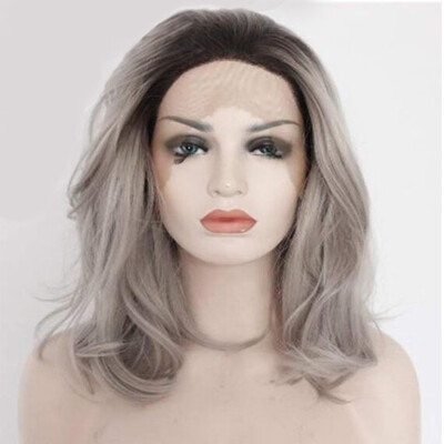 

〖Follure〗Womens Fashion Front lace Wig Short Wave Gray Natural Looking Women Cury Wigs
