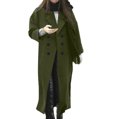

Toponeto Womens Winter Lapel Wool Coat Button Trench Jacket Loose Plus Overcoat Outwear