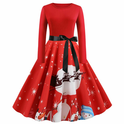 

US Women Christmas Skater Swing Dress Ladies Retro Rockabilly Xmas Party Dresses