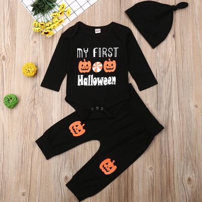 

2019 Kids Boys Girls Christmas Halloween Long Sleeve Tops Long Pants Outfits Hot