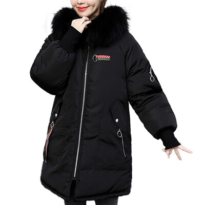 

Toponeto Women Winter Warm Coat Faux Fur Hooded Thick Warm Slim Jacket Long Overcoat
